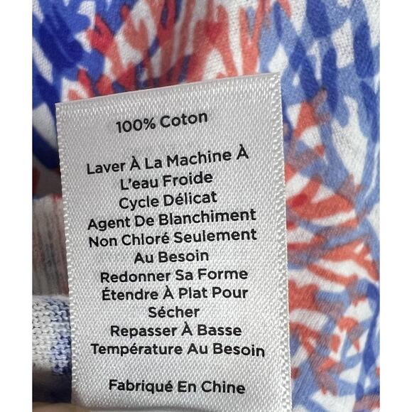 Talbots Medium Cotton Lightweight Sweater Orange Blue Coral Pattern Long Sleeve - Picture 8 of 9